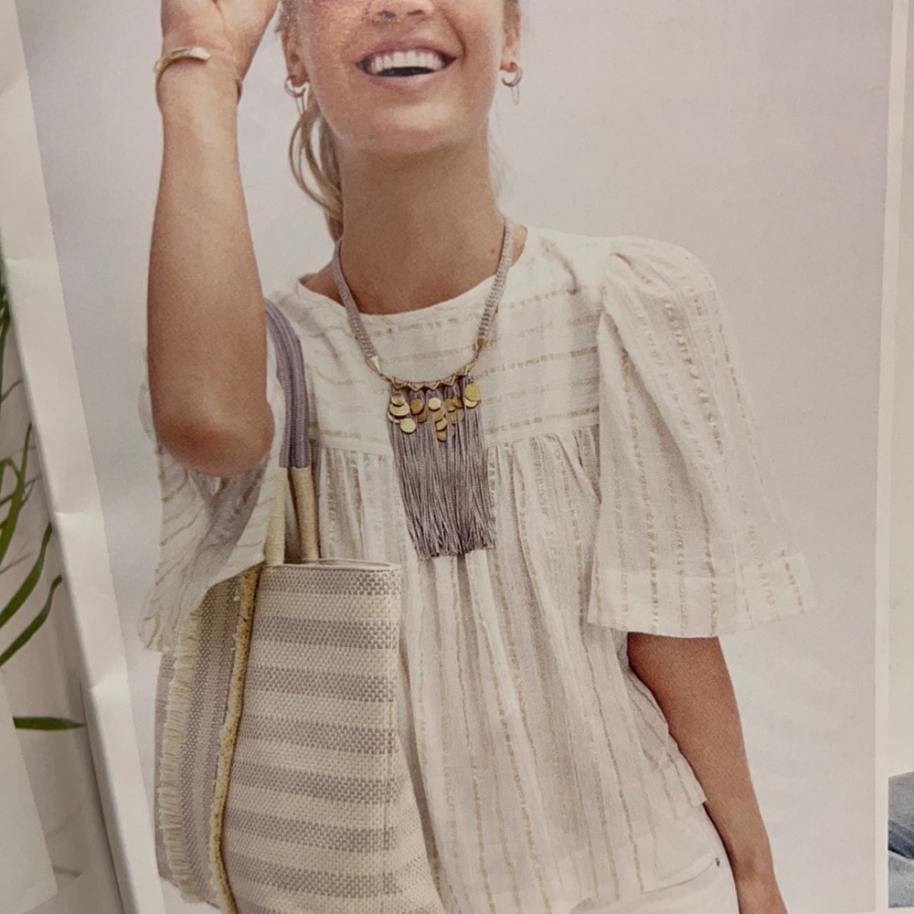 Samar Fringe Stella and Dot necklace.  Gold/gray